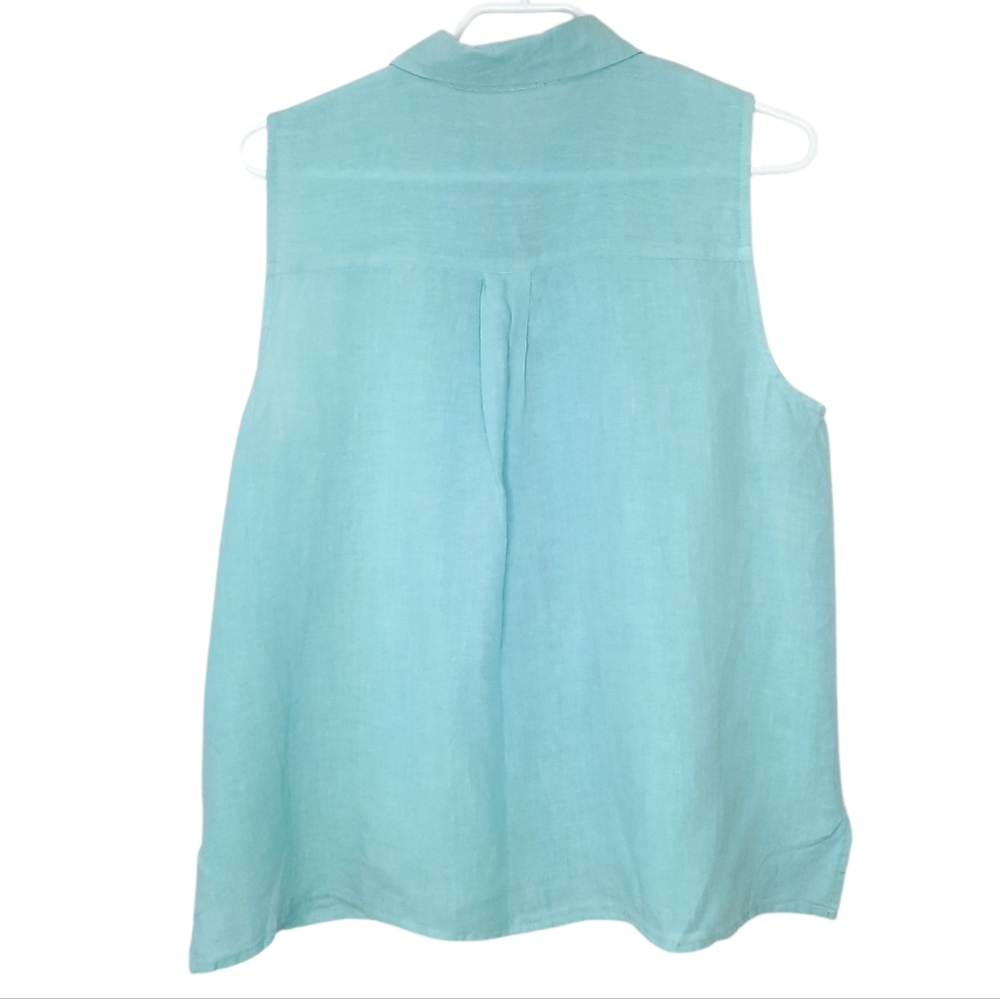 Eileen Fisher Hankerchief Linen Sleeveless Button Down Shirt Blouse Womens Small - Picture 8 of 11